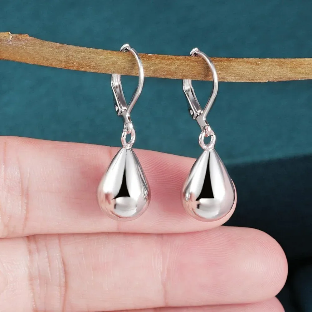 925 Sterling Silver Teardrop Leverback Earrings for Women - Hypoallergenic